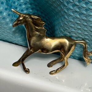 Vintage Brass Unicorn Figurine – Mini Boho Fantasy Decor – 5”